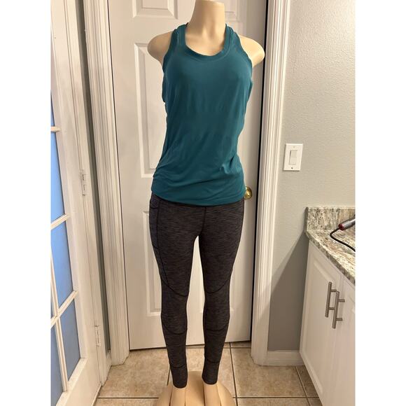 Athleta Workout Set Teal Tank & Gray Leggings med Activewear Outfit athleisure - Picture 1 of 4
